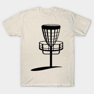 Minimalist Disc Golf Metal Basket Silhouette Art T-Shirt